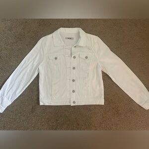 Refuge White Distressed Denim Jean Jacket, Size M